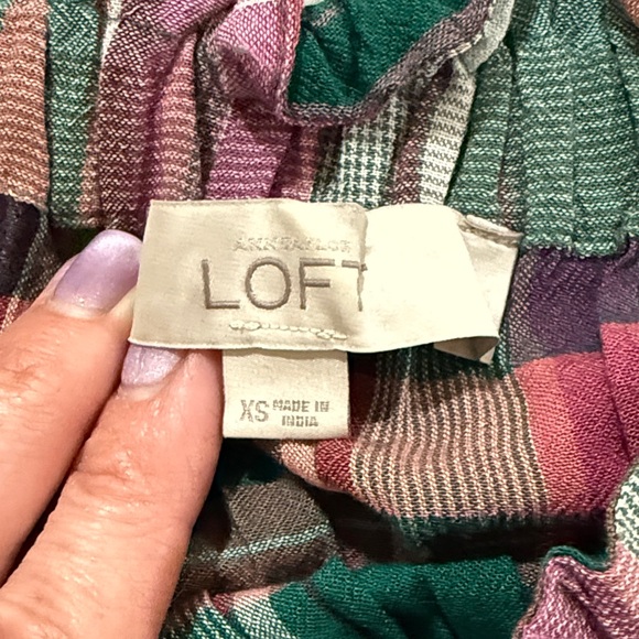 LOFT Multicolor Plaid Ruffle Top - Picture 2 of 2